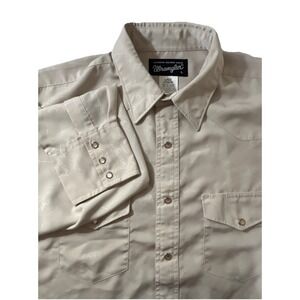 Men's Wrangler Snap Long Sleeve Shirt Large Lg Rope Wrangler‎ Pattern Fabric